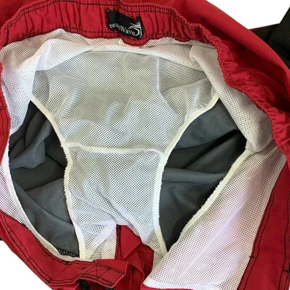 DreamWave Swim Trunks Board Shorts Size L Colorblock Black Red Brief Build In - Picture 10 of 14